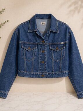 💙 Lee Women's Cropped Dark Wash Denim Jacket ✨